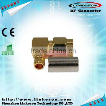 SMA male right angle gold connector for RG58