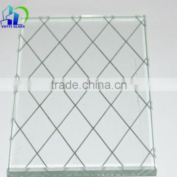 Best quality 6.5mm safety clear patterned glass wired glass prices