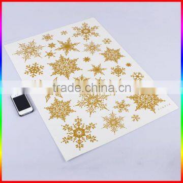 gold glitter powder snowflake PVC window sticker