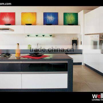 White MDF PVC Membrane Kitchen Cabinet