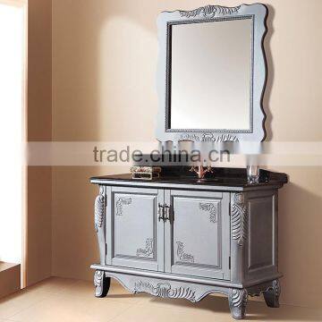 WTS-258YO modern Cottage 47'' Silver and Black top Bathroom Sink Vanity With Matching Mirror