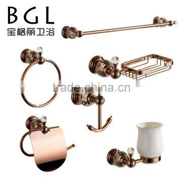 11300 crystal modern simple zinc rose gold finishing bathroom accessories set