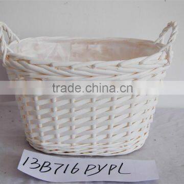 oval white wood chip flower baskets