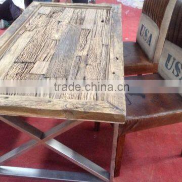 Victoriya DINING Table, Industrial Furniture steel base DINING Table with Reclaimed dining