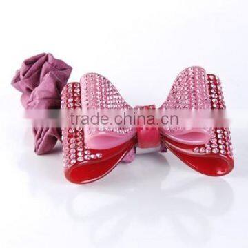 Muti color hight quality acetate bow rhinestone ponytail holder