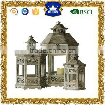 Decorative Wood lantern European style antique finish set of 3 indoor/outdoor