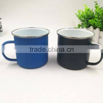 Novelty Enamelware Mug Custom Logo Soft touch Surface Camping Enamel Mug Cup With Matte Finish