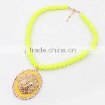 Fluorescent color lion head necklace for girls