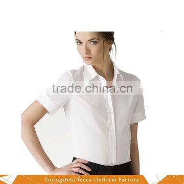 2016 summer fashion Soft chiffon/cotton brief Sexy White business Office Shirt for women wholesale logo pringting customize