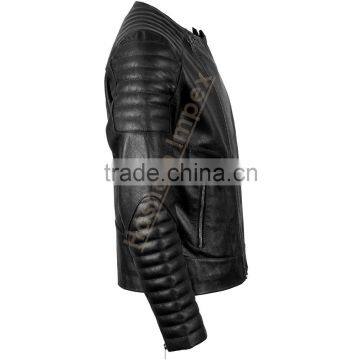 Men's Black Biker Leather Jacket photo-4