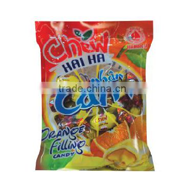 Orange chewy filling candy whosaler 250g