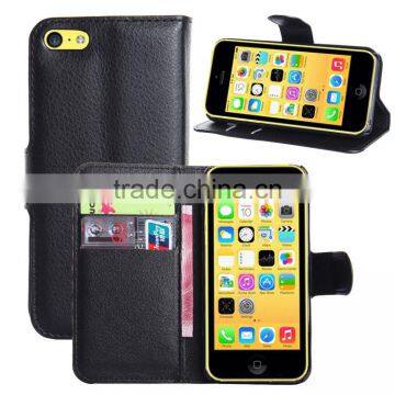 LITCHI TEXTURE Soft Wallet LEATHER Case Stand PU Leather Case For IPHONE 5C FLIP LEATHER BUSINESS CASE MUTIFUNCTIONAL CASE