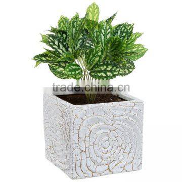 hot sale customzied color glazed ceramic square white ceramic flower pot