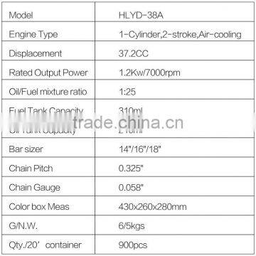 CE Approve 38cc Gasoline Chain Saw Chainsaw 3800 HLYD-38 With 16"/18" Saw & Bar photo-4