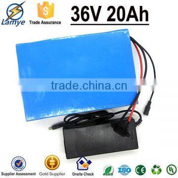 Oem PVC Case 10s 30a BMS 36v lithium ion battery pack for ebike built in 2000mah 18650 cell