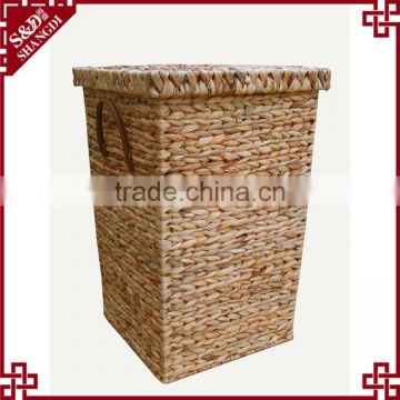 S&D eco-friendly 100% hand made water hyacinth large nature laundry basket with plastic handle