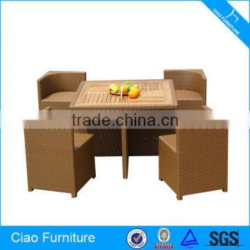Rattan Furniture Wooden Dining Table Set