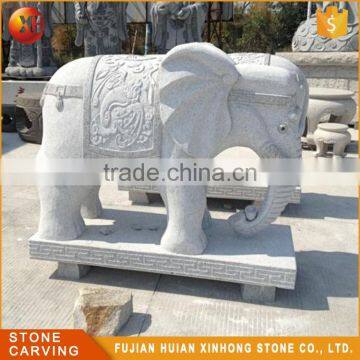 Small White Granite Garden Elephant Stone Carving Sculpture photo-4