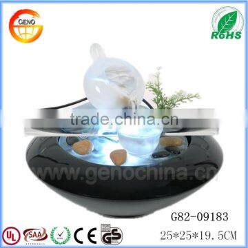 High grade Black color ceramics and transplant glass mini water table fountain