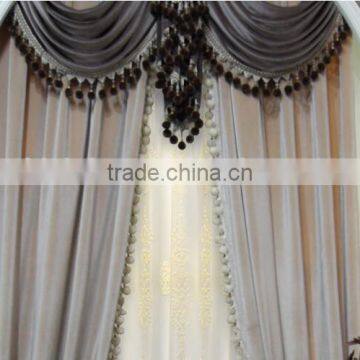 European Classical Solid Beige Velvet Wedding Door Window Curtain, Ready Made Valance Arched Door Curtain photo-2