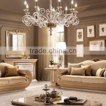 Italian Traditional Wooden Upholstery Living Room Sofa Sets With Throw Pillow(MOQ=1 SET)