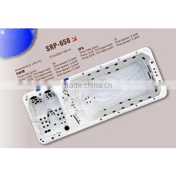 Wonderful Design Acrylic Outdoor Swimming Pool/swim Spa With Massage Area SRP-650 photo-5