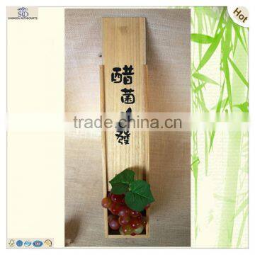 Rectangle Handles Carved One Bottle Wood Wine Case photo-5