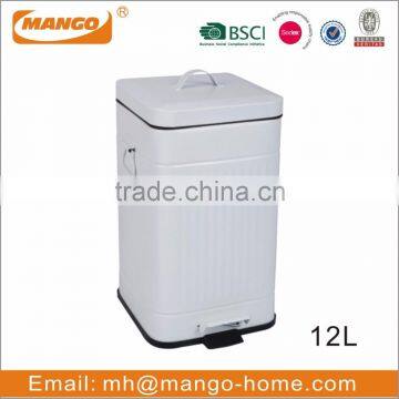 Square Ribs Pattern Step Galvanized Steel Metal Trash Can photo-4