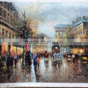 Paris Street Scene Oil Painting on Canvas