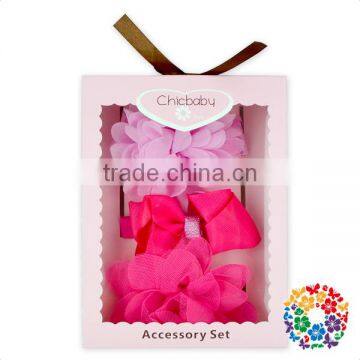 3Pcs Accessories Box Package Gift Set Mess Bow Flower Headband