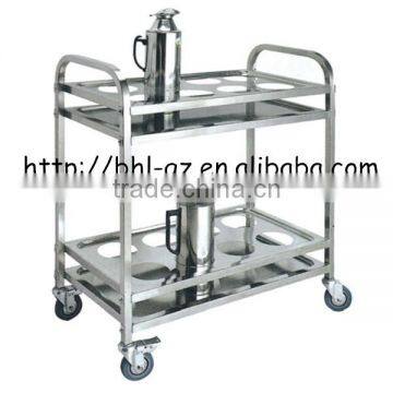 Guangzhou wholesale hotel supplies stainless steel trolley tea pot storage trolleys tea serving trolley C268