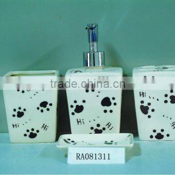 ceramic hotel bathroom accessories with dog paw print