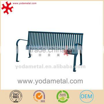 Outdoor garden park furniture long metal bench with handrail