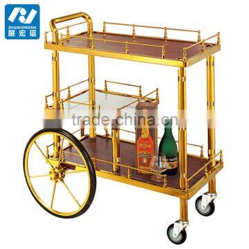 Luxury Food Service Flambe Trolley With Double Gas Stoves and Wheels photo-4
