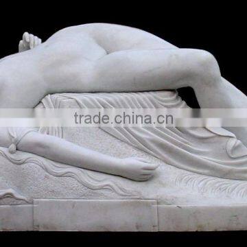 indoor decoration life size nude girl stone carving marble statues for sleeping