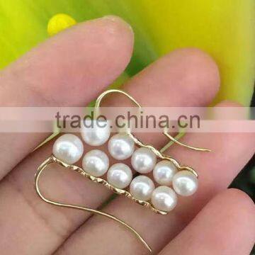 popular 6-6.5mm white Akoya pearl earring with 18k gold