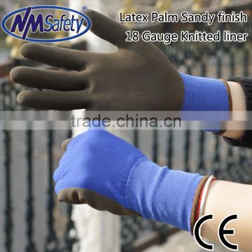 NMSAFETY 18 gauge latex gadening gloves sandy latex working gloves rugged wear work gloves