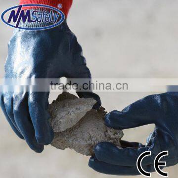 NMSAFETY blue PVC glove triple dipping abrasion resistant water resistant wroking gloves from China