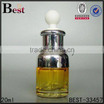 China New Products Fancy Gradual Yellow Cosmetic Perfume Glass Bottle 50ml Silver Aluminum Dropper Bottle Glass photo-3