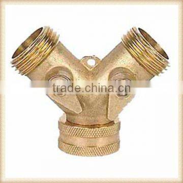 Brass 2 way hose splitters with valve