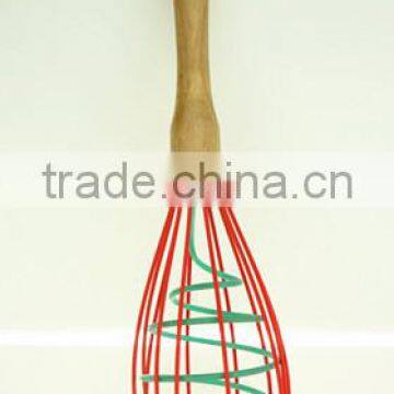 13007Silicone Double Helix Rapid Whisk With Wooden Handle photo-5