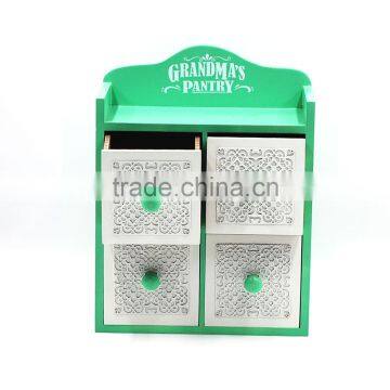 4 Drawer desk organizer small cabinet wood decorative home storage box