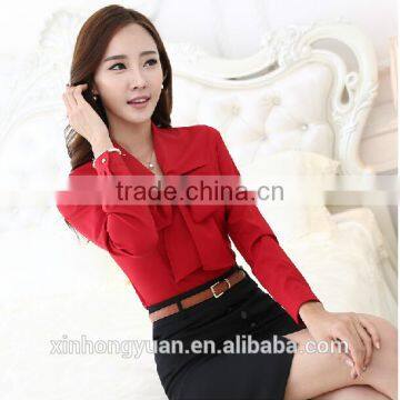 Custom Fashion Long Sleeve Ladies Office Blouses and Shirts