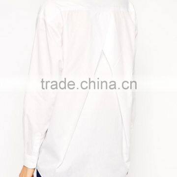 Hot Sale Slim Boyfriend Classic Point Collar White Shirt With Pleat Detail Back photo-3