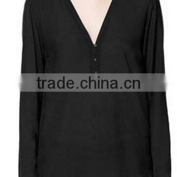 Sexy Ladies Chiffon Shirts Blouse V Neck Long Sleeve Shirts Woman photo-3