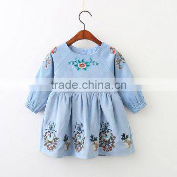 Fashion Kids Dresses Autumn Casual Long Sleeve Embroidered Dress photo-2
