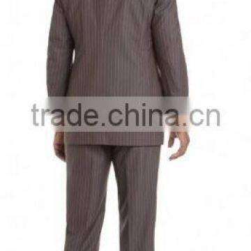 Brown And Blue Pinstriped Wool Three Piece Suit (SHT1108) photo-2