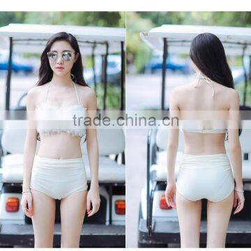 China Distributors Latest design solid sexy mesh swimwear white