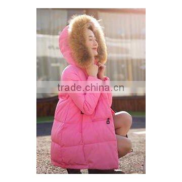 GZY wholesale pink coat fur hood at low price