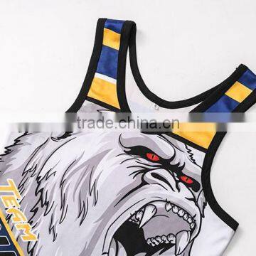 Full Digital Sublimation Wrestling Singlets/gym Singlet Made of Spandex Fabric/men's Sports Singlet photo-3